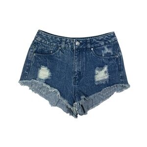Divided | Denim Antique Vintage Blue Cut Off Jean Shorts High-Waisted Distressed